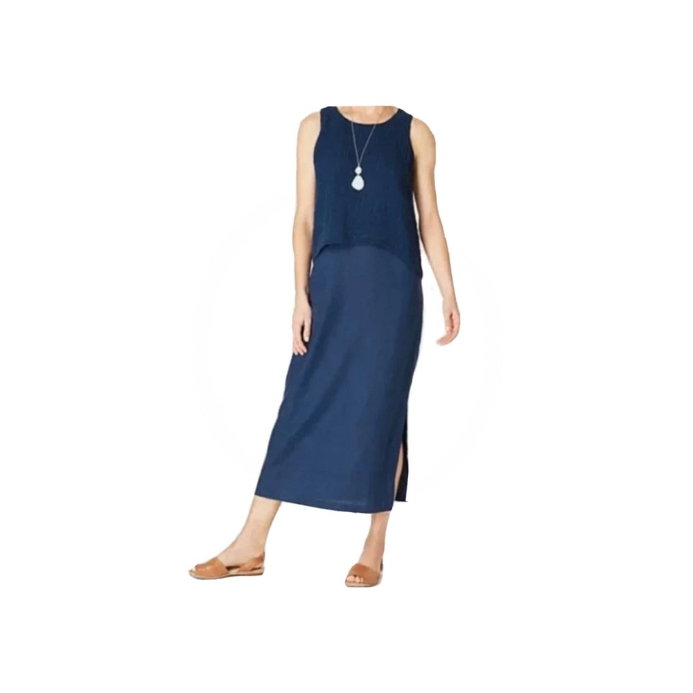 J Jill Blue purejill Linen Maxi Dress Size L